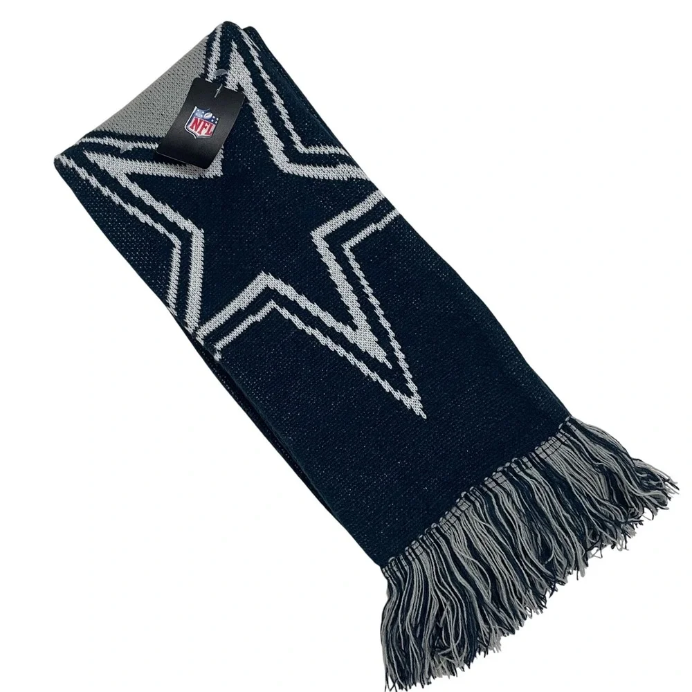 Dallas‎ Cowboys NFL Knit Scarf Navy Blue Grey Americas Team Star Logo NWT